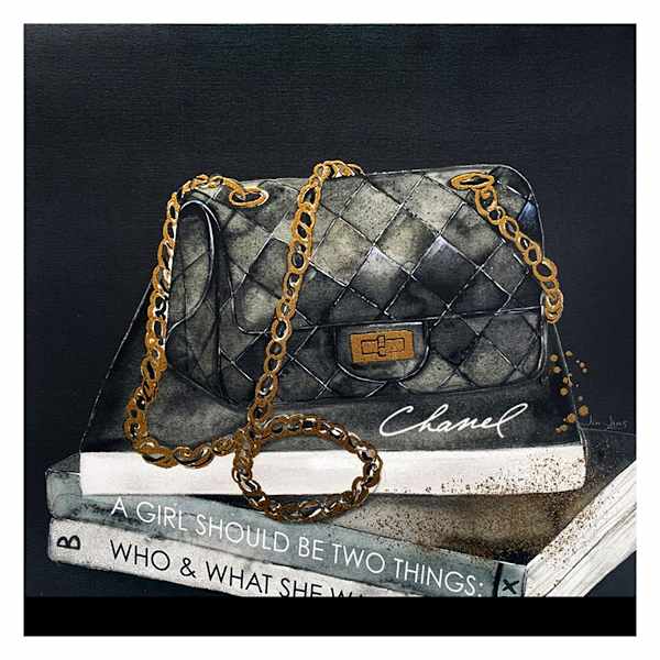 Fashion Bag & Books Foiled Canvas Wall Art, 16"