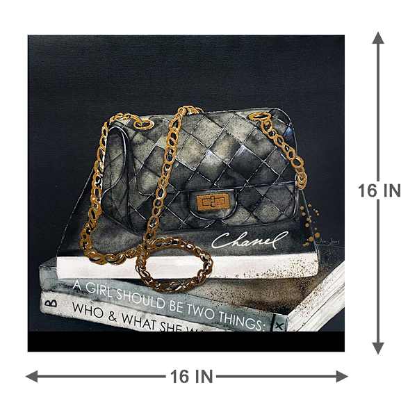 Fashion Bag & Books Foiled Canvas Wall Art, 16"