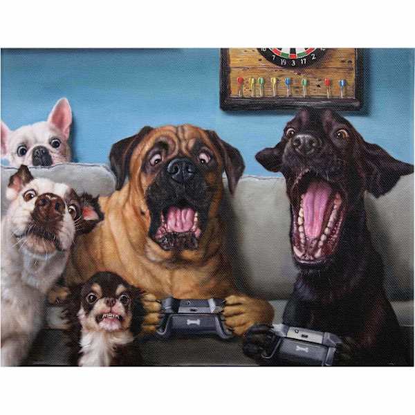 Dogs Video Game Canvas Wall Art, 12x16
