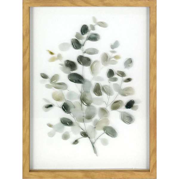 Honeybloom Glass Framed Green Eucalyptus Print Wall Art, 12x16