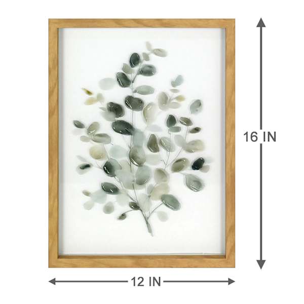 Honeybloom Glass Framed Green Eucalyptus Print Wall Art, 12x16