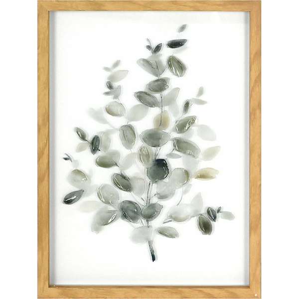 Honeybloom Glass Framed Green Eucalyptus Print Wall Art, 12x16