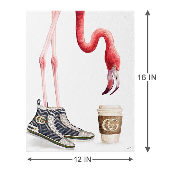 Fashion Flamingo Canvas Wall Art, 12x16