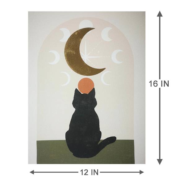 Cat & Moon Canvas Wall Art, 12x16