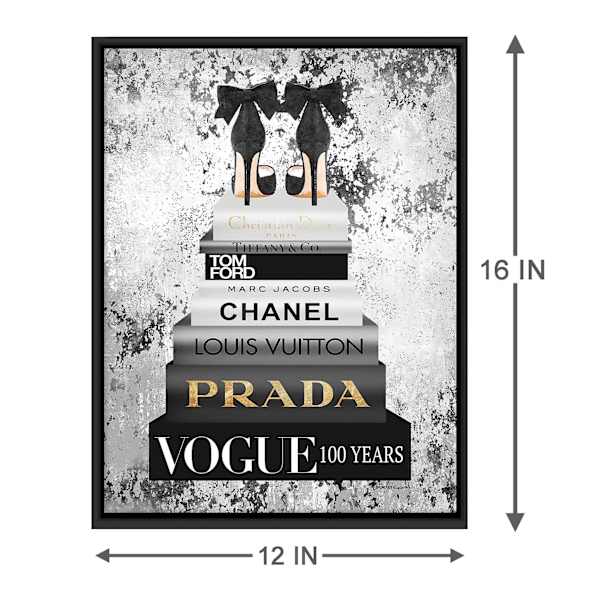 Framed Glam Books Canvas Wall Art, 12x16