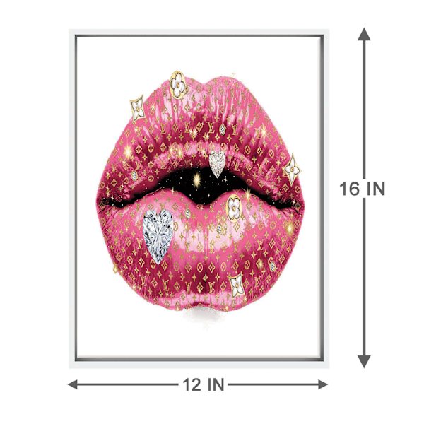 Framed Glam Lips Canvas Wall Art, 16x12