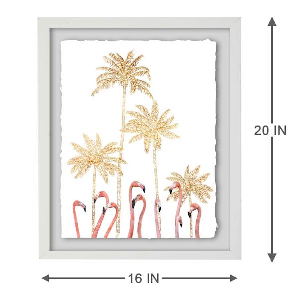 Providence Glass Framed Flamingos Print Wall Art, 16x20