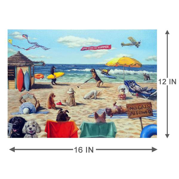 Dog Beach Canvas Wall Art, 16x12