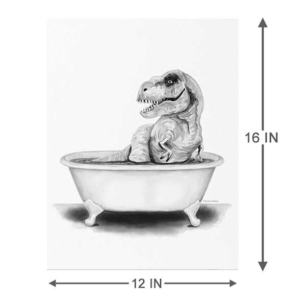 T. Rex In Bathtub Canvas Wall Art, 12x16