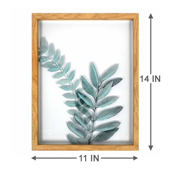 Honeybloom Glass Framed Botanical Leaves Wall Art, 11x14