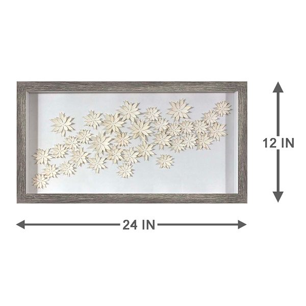 Framed Paper Flowers Wall Art, 12x24