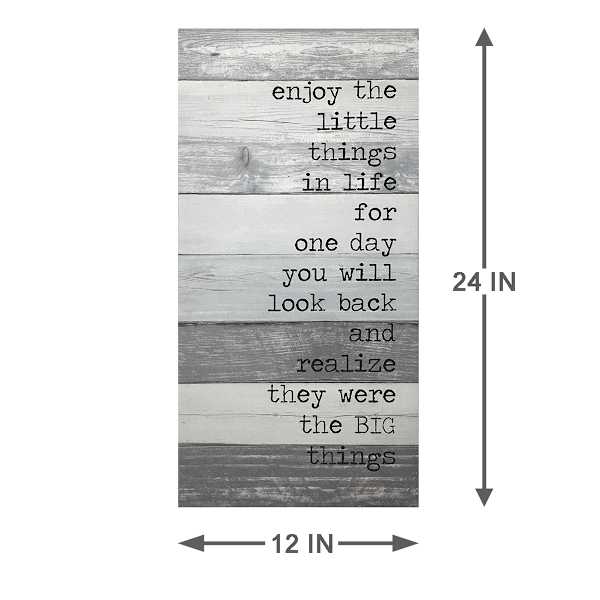 Enjoy The Little Things Sentiment Canvas Wall Sign, 12x24
