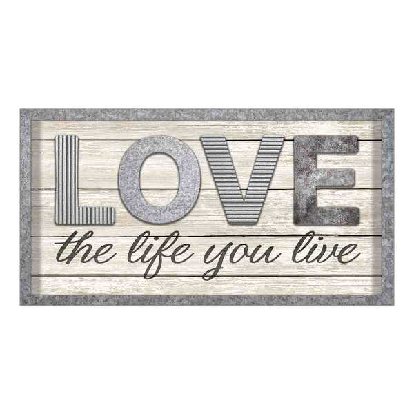 Glass Framed Love The Life You Live Framed with Raised Letters Wall Sign, 12x24