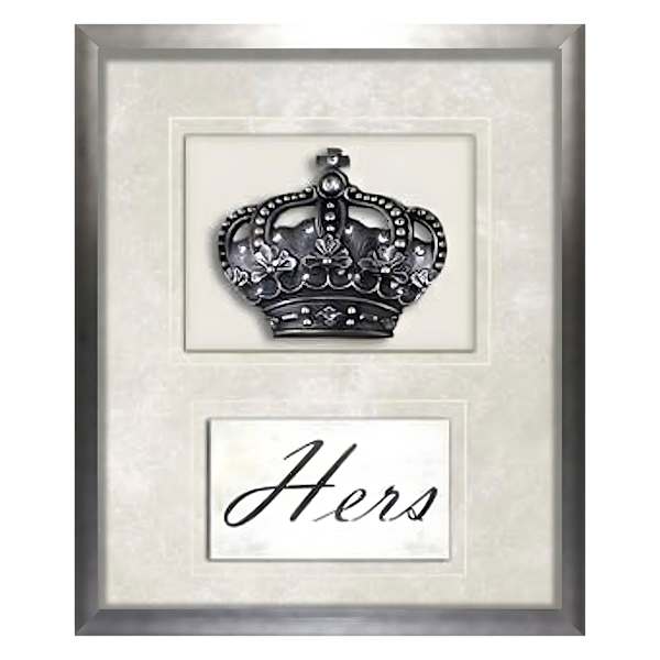 Glass Framed Hers Mini Crown with Matted Jewels, 10x12