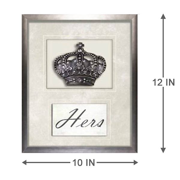 Glass Framed Hers Mini Crown with Matted Jewels, 10x12