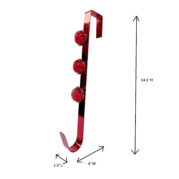 Red Wreath Hanger with Bells, 14"