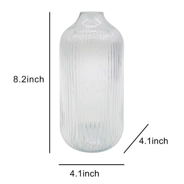 8In Ribbed Clear Short Stem Glass Vase