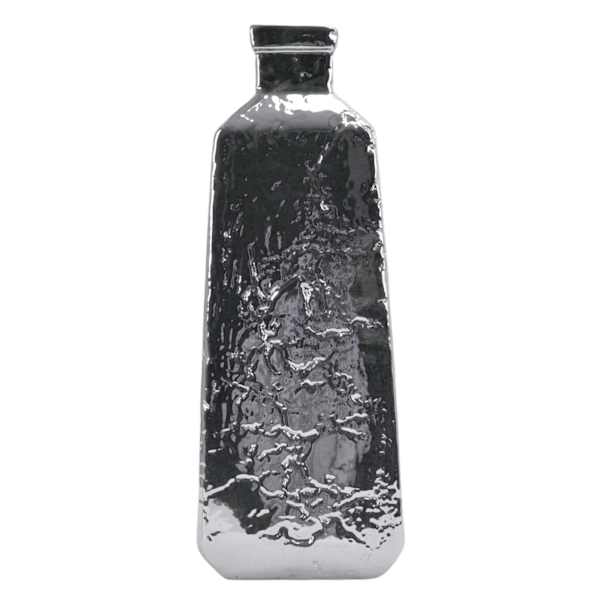 Silver Metallic Ceramic Vase, 19"