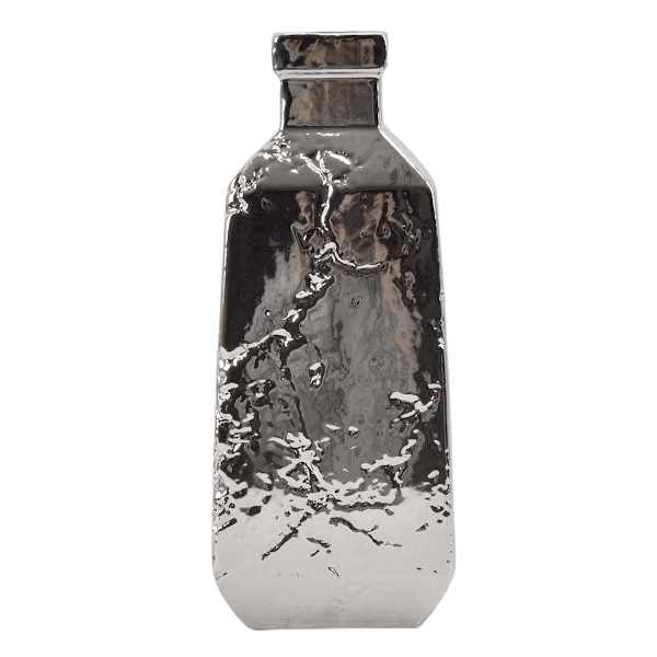Silver Metallic Ceramic Vase, 13"