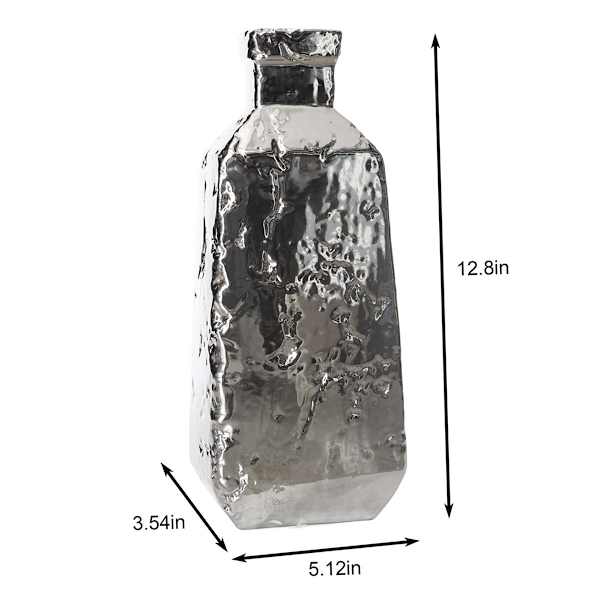Silver Metallic Ceramic Vase, 13"