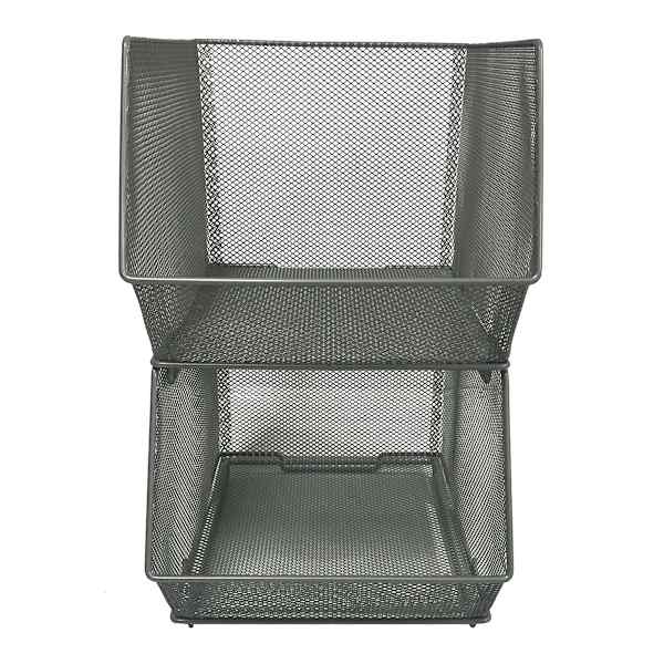 2-Piece Square Silver Metal Pantry Organizer, Small