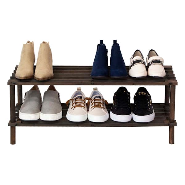 2 Tier Wood Shoe Rack - Espresso