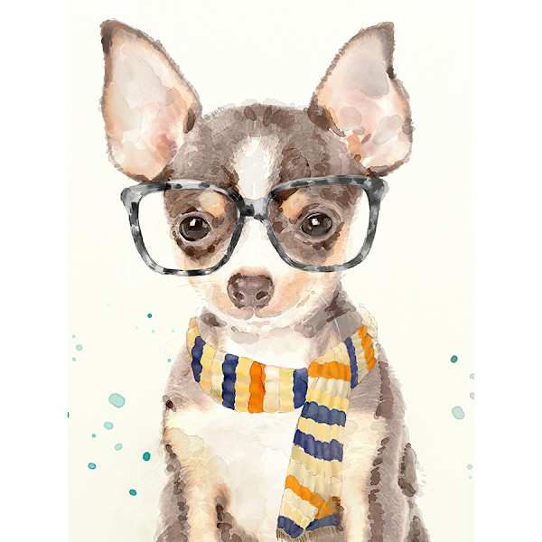 Dog with Scarf Canvas Wall Art, 18x24