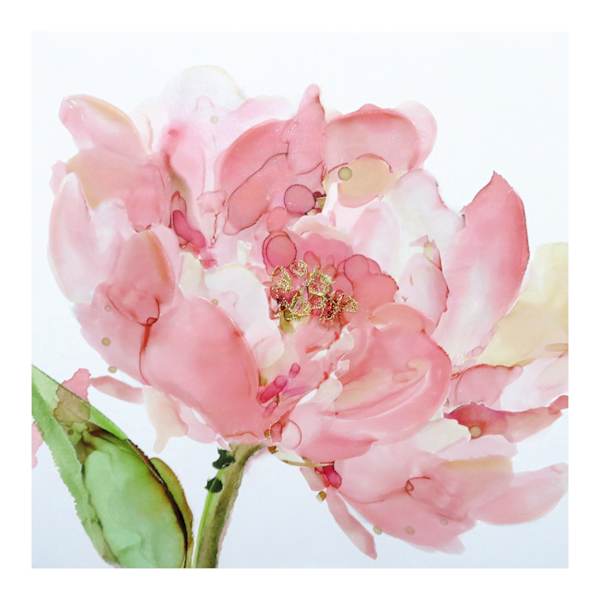 Pink Floral Embellished Canvas Wall Art, 14"