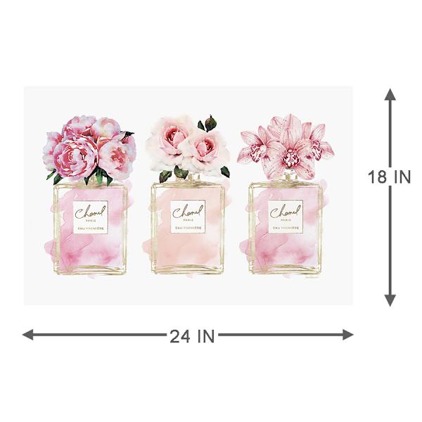Fashion Perfume Bottle with Bouquet Canvas Wall Art, 18x24