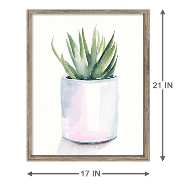 Glass Framed Potted Succulent Wall Art, 17x21