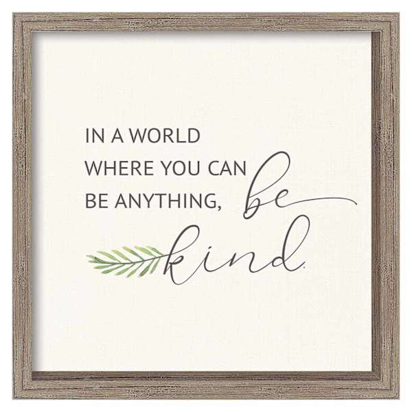 Be Kind Framed Wall Sign, 13"