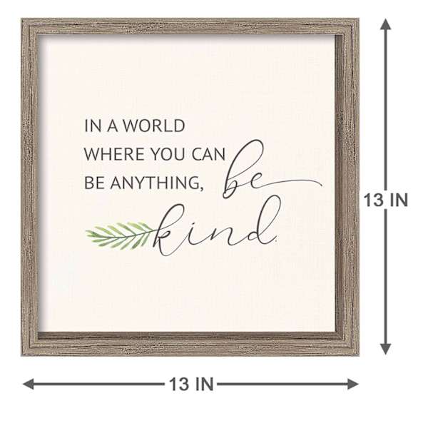 Be Kind Framed Wall Sign, 13"