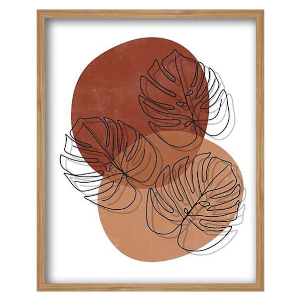Tracey Boyd Glass Framed Abstract Leaves Print Wall Art, 17x21