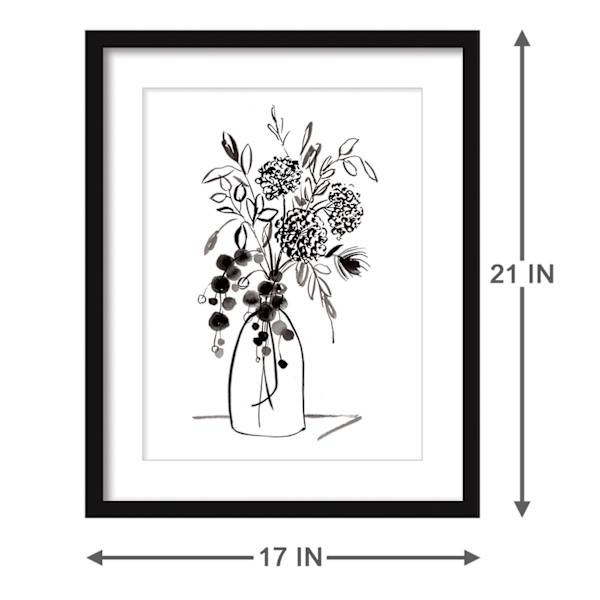 Glass Framed Floral Print Wall Art, 17x21