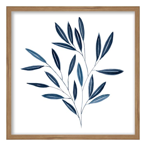 Honeybloom Glass Framed Blue Botanical Print Wall Art, 17"