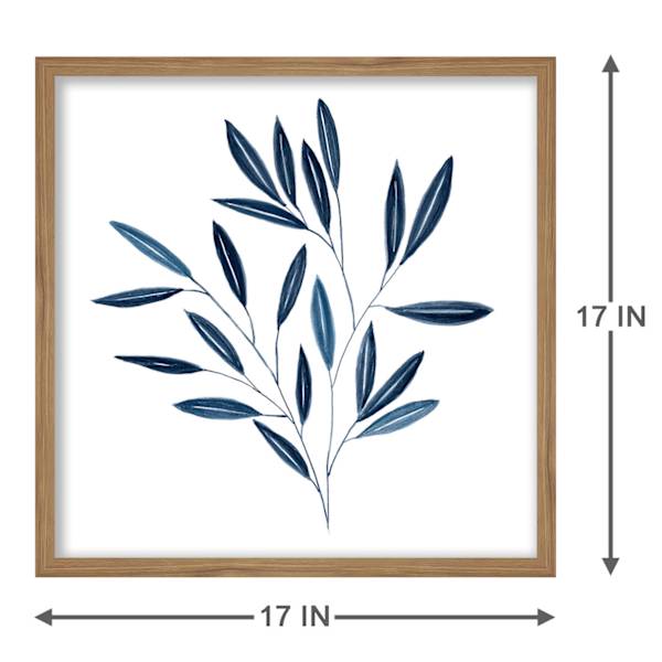 Honeybloom Glass Framed Blue Botanical Print Wall Art, 17"