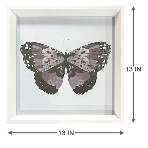 Laila Ali Glass Framed Butterfly Print Wall Art, 13"