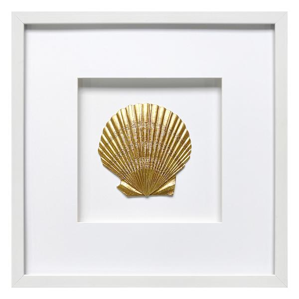 Providence Glass Framed Gold Shell Wall Art, 17"
