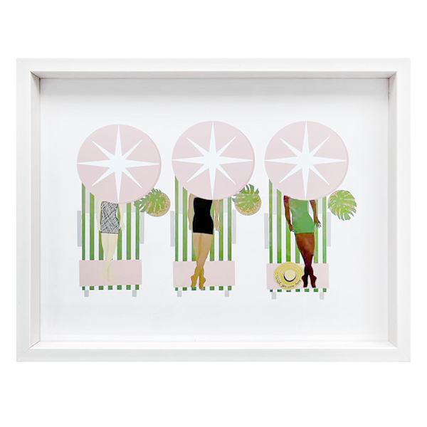 Providence Glass Framed Sunbathing Ladies Print Wall Art, 17x13
