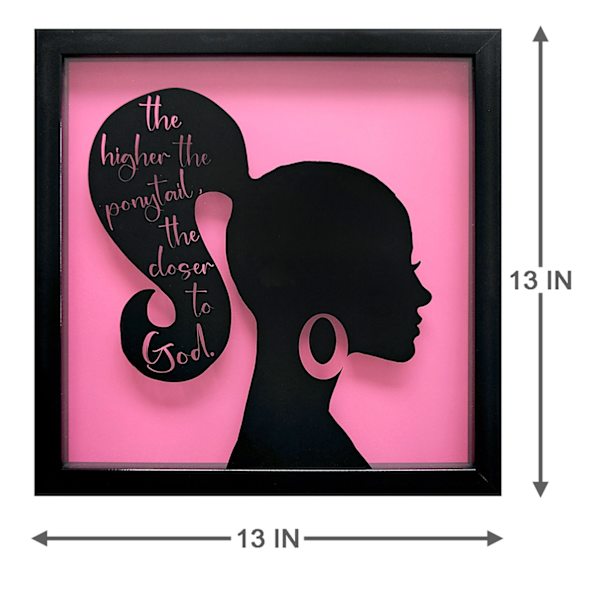 Glass Framed Ponytail Silhouette Wall Art, 13"