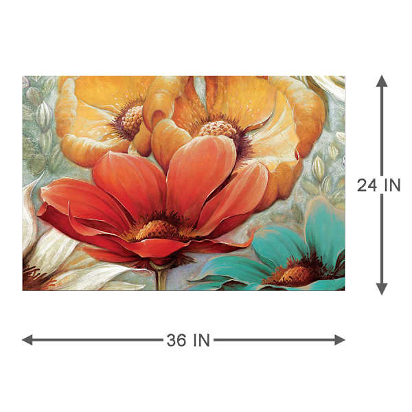 Red & Gold Floral Canvas Wall Art, 24x36