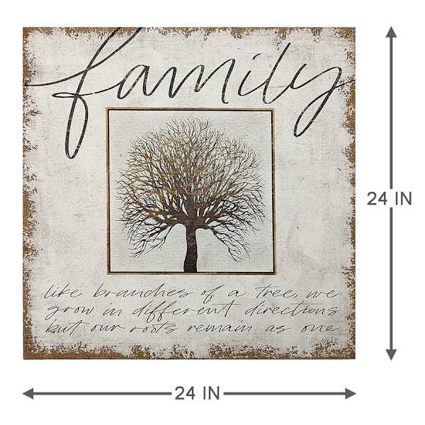 Family Tree Spackled Burlap Canvas Wall Sign, 24"