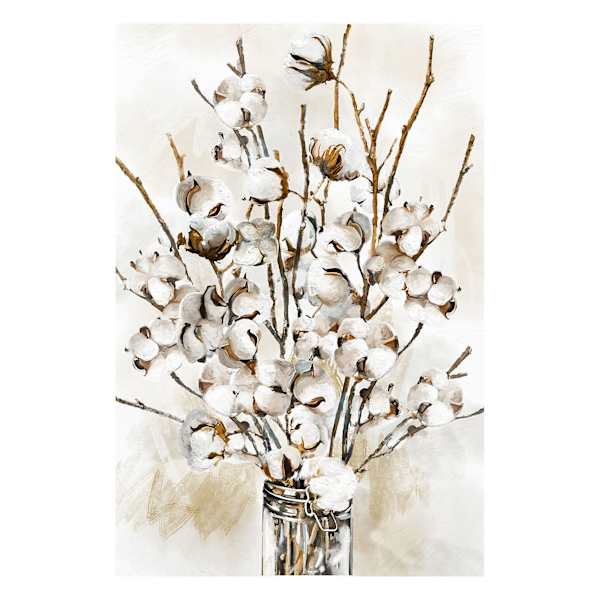 Framed Cotton Blossoms I Light Embellished Canvas Wall Art, 24x36
