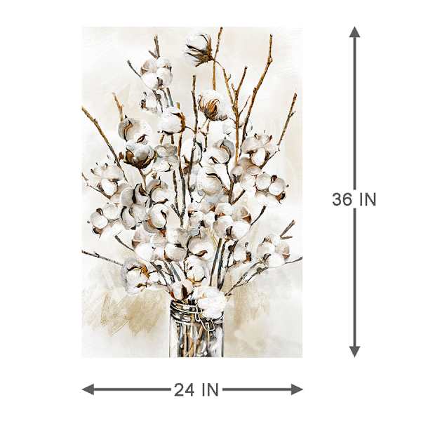 Framed Cotton Blossoms I Light Embellished Canvas Wall Art, 24x36