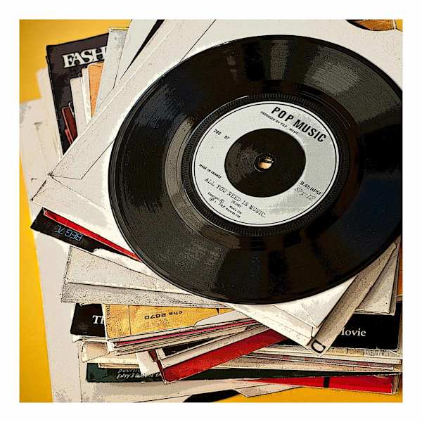 Vintage Record Pop Music Canvas Wall Art, 22"
