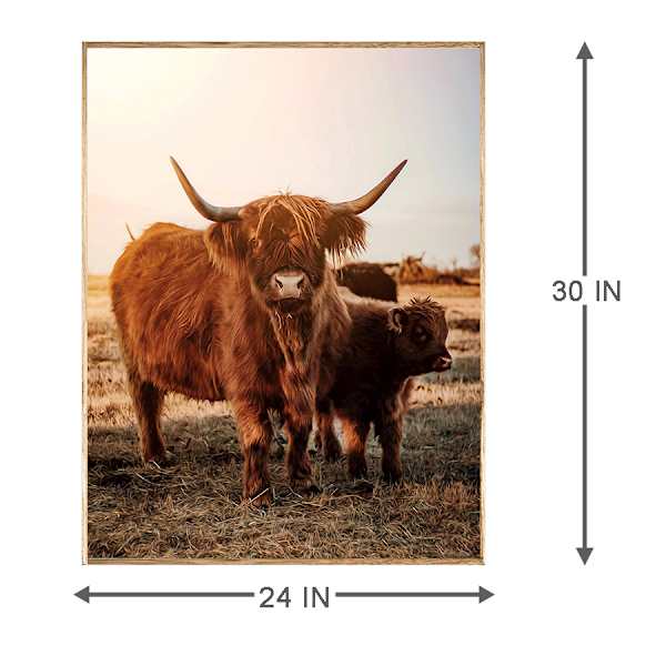 Ty Pennington Framed Calf Highland Cow Canvas Wall Art, 24x30