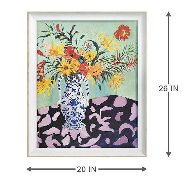 Glass Framed Floral Print Wall Art, 20x26