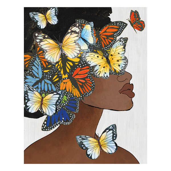 Glam Butterfly Lady Canvas Wall Art, 22x28