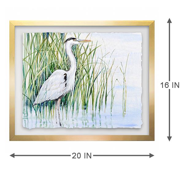 Providence Glass Framed Heron Print Wall Art, 20x16