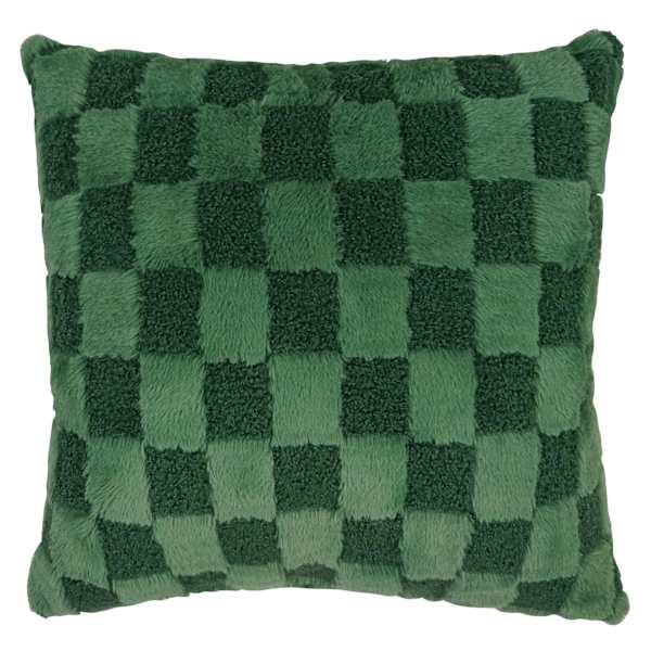 Green Check Plush Throw Pillow, 18"